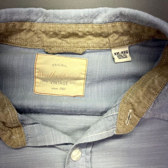 Weatherproof Button Up Shirt Men's XXL Blue White Color Blend 100% Cotton - Picture 4 of 15